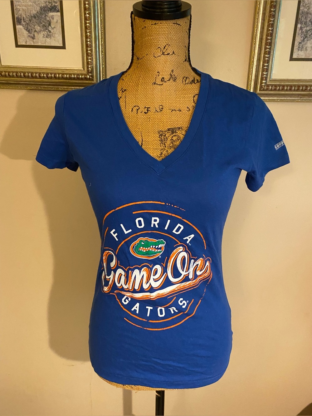 Soffe Florida Gators Women’s V-Neck T-Shirt Size Small NWT “Game On” Royal Blue